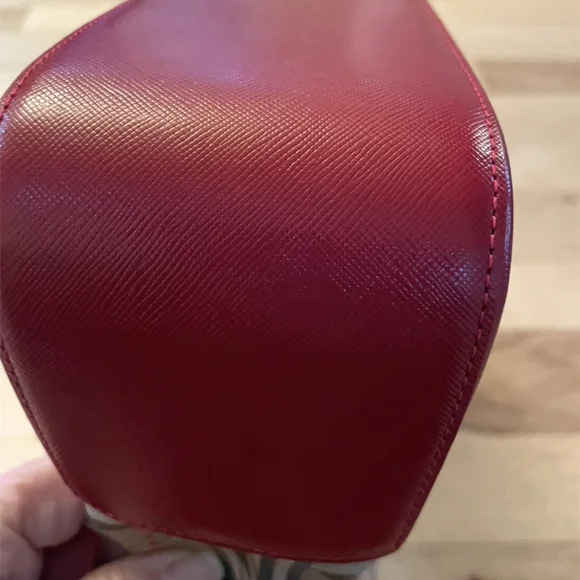 Vintage Burberrys Nova Check Tote Red Leather Trim - Picture 4 of 11